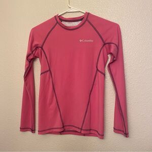 Columbia girls hot pink hear gear base layer long sleeve stretch shirt M 10/12